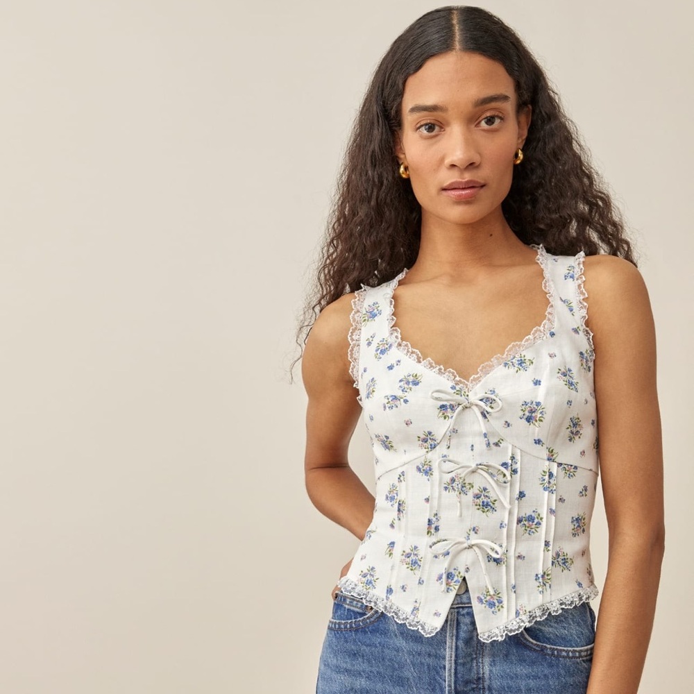 Reformation Brenda Linen Top NWOT